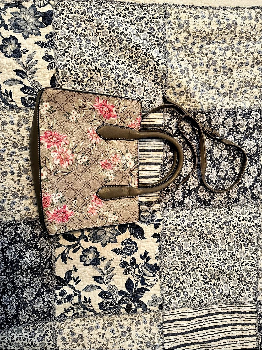 Nine West floral Tote in Brown & Pink